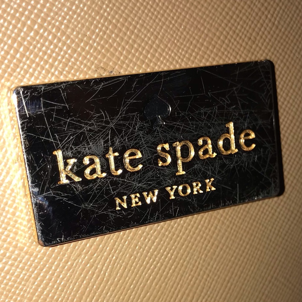 kate spade ♠️ Tan Coated Canvas Oversized Clutch / Wristlet (read description) - Picture 6 of 8